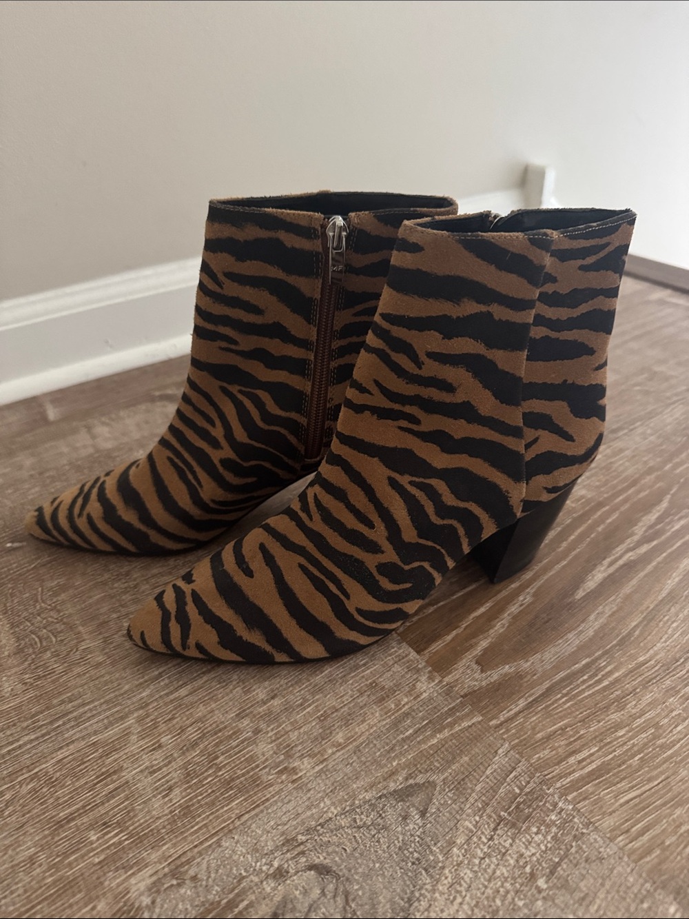 Marc Fisher Zebra-Print Ankle Boots - Brown & Black
